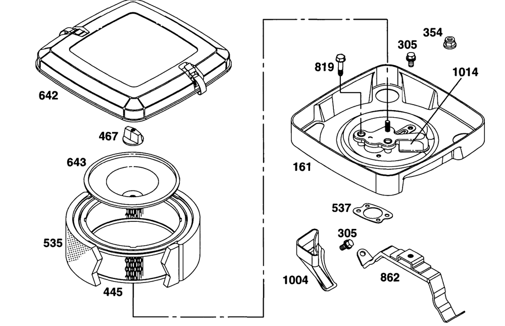 Air Cleaner Grp 1 Diagram and Parts List for 290777-0033-XX  Briggs and Stratton Engine